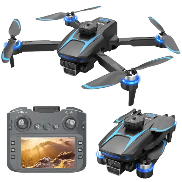4.3-in Foldable Arm Drone with Dual Cameras, Dual Batteries, Brushless Motor, 6-Axis Gyroscope, EIS Anti-Shake Support, 1-Button Takeoff, Landing & Return