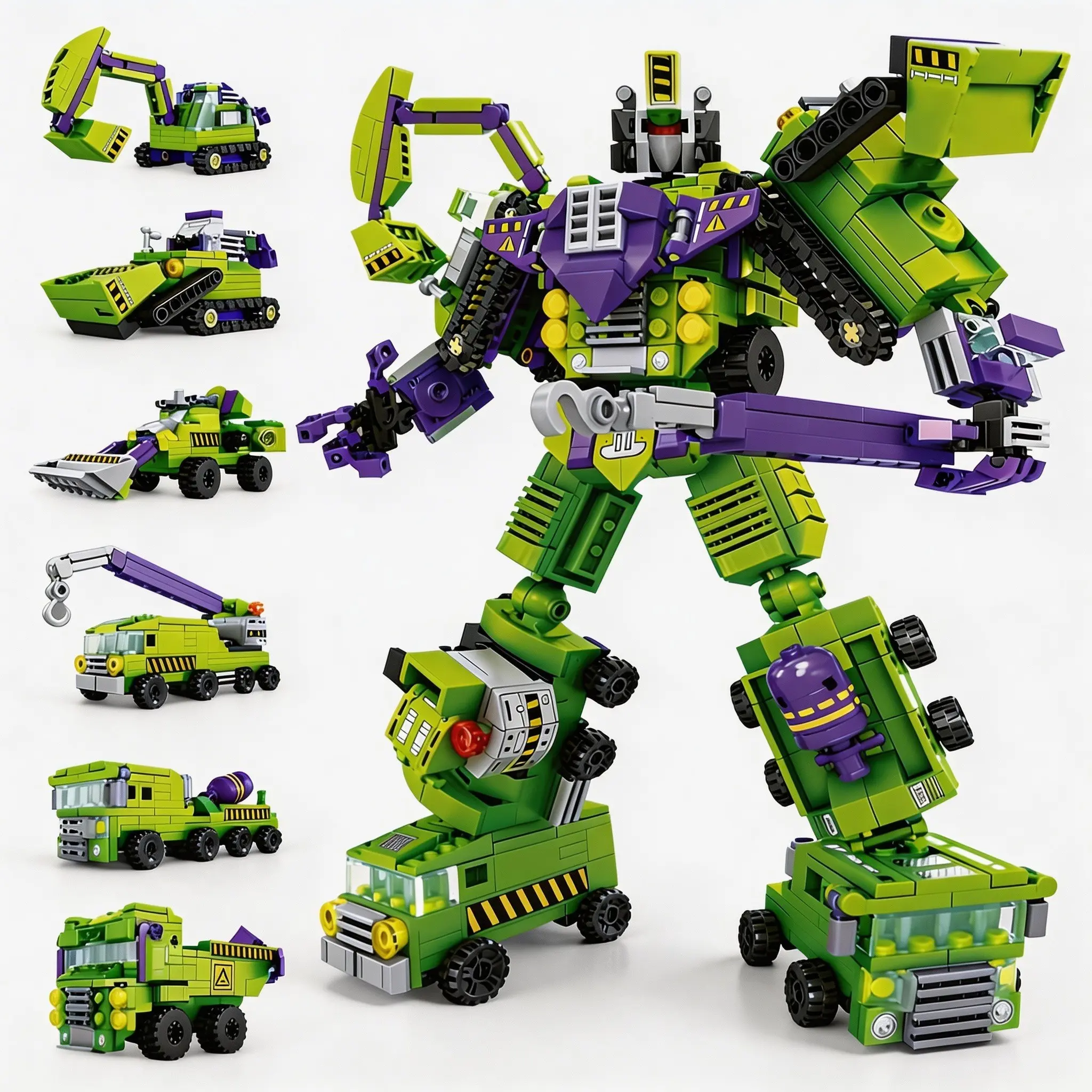 862pcs 6-In-1 Engineering Vehicle Building Blocks Toy, Modular Block, Creative Building Blocks, Moc Blocks Set, Educational Construction Set for Kids, Durable & Fun Learning Playset