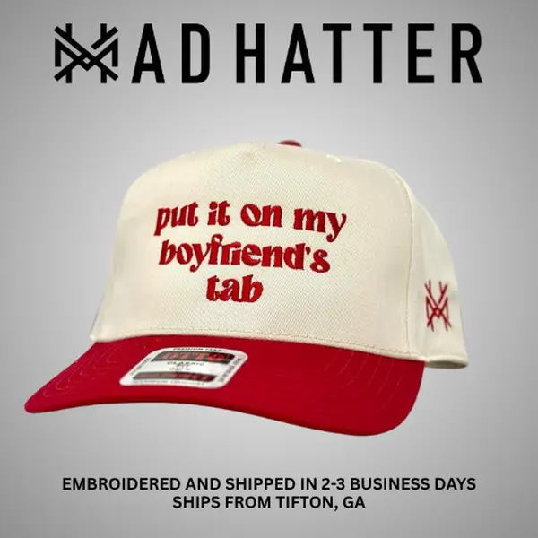 Put It On My Boyfriend's Tab Embroidered Trucker Hat