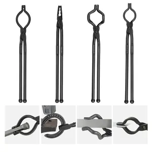 VEVOR Blacksmith Tongs, 18" 4 PCS, V-Bit Bolt Tongs, Wolf Jaw Tongs, Z V-Bit Tongs and Gripping Tongs, Carbon Steel Forge Tongs with A3 Steel Rivets, for Beginner and Seasoned Blacksmiths, Bladesmith