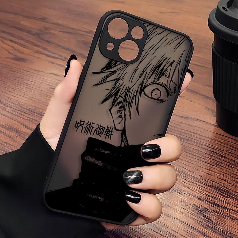 Blcak Hot Jujutsu Kaisen Anime Phone Case For iPhone 16 15 14 13 12 11 Pro Max XR XSMax 7 8 Plus Matte Transparent Back Cover