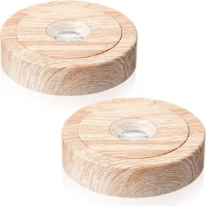2 Pcs 4.5 Inch Rotating Display Stand LED Motorized Turntable Base with 360° Rotation Lighted Base for Glass Art Wood Grain for Crystal Jewelry Display USB & Battery Powered