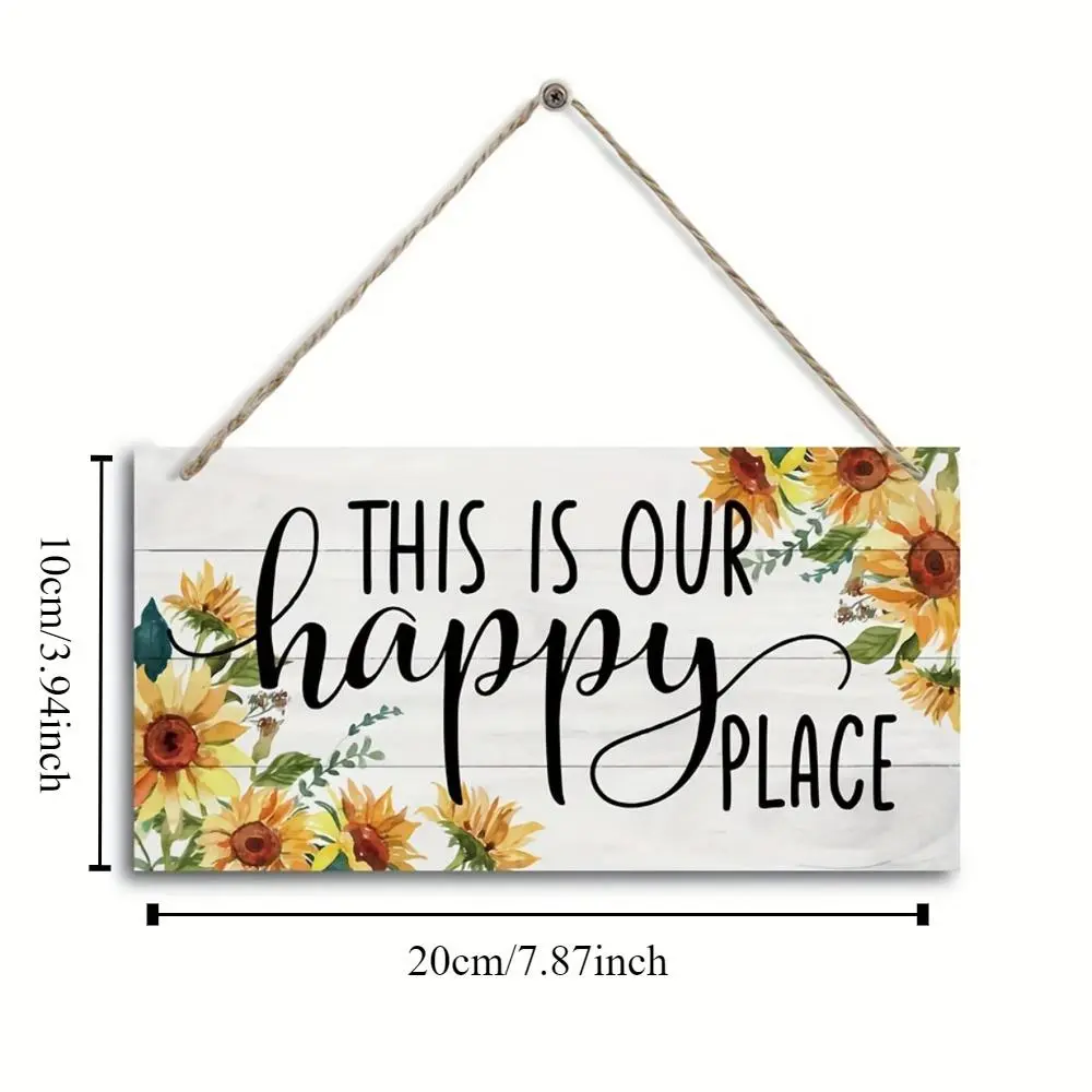 Rustic Sunflower Theme Wooden Hanging Sign - 20cm x 10cm Round Welcome Plaque for Front Door, Bedroom Wall Decoration, Vintage Home Decor for Home Decor Enthusiasts, Warm, Indoors