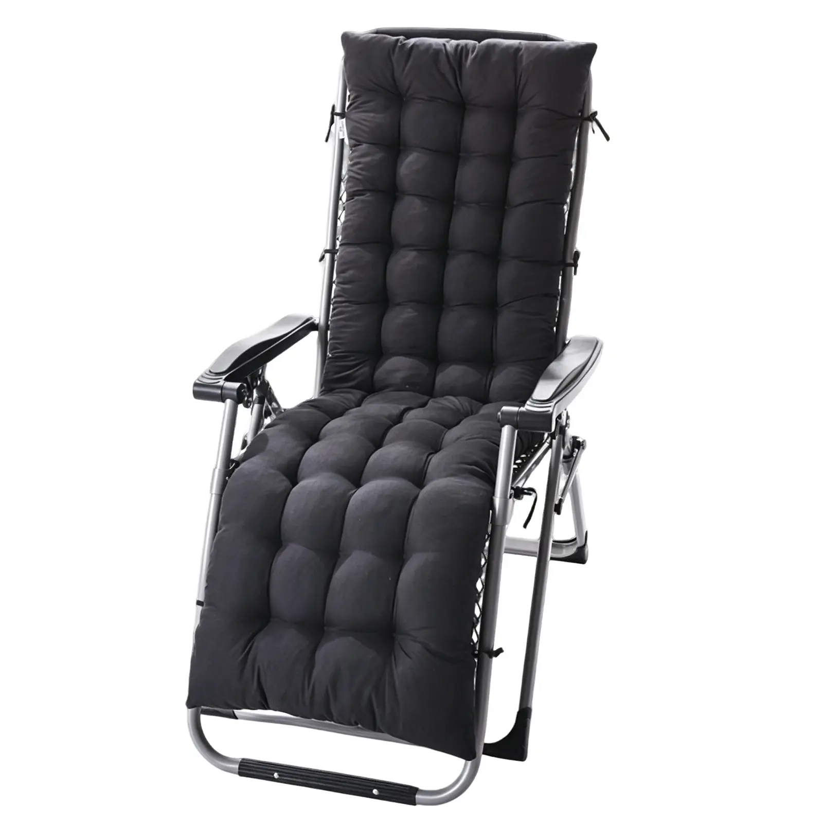 Patio Chaise Lounge Cushion with Ties Comfortable Oversized Pad for Recliner Rocking Chair Zero Gravity Seat Swing Bench Indoor Outdoor Durable Garden Furniture Accessory