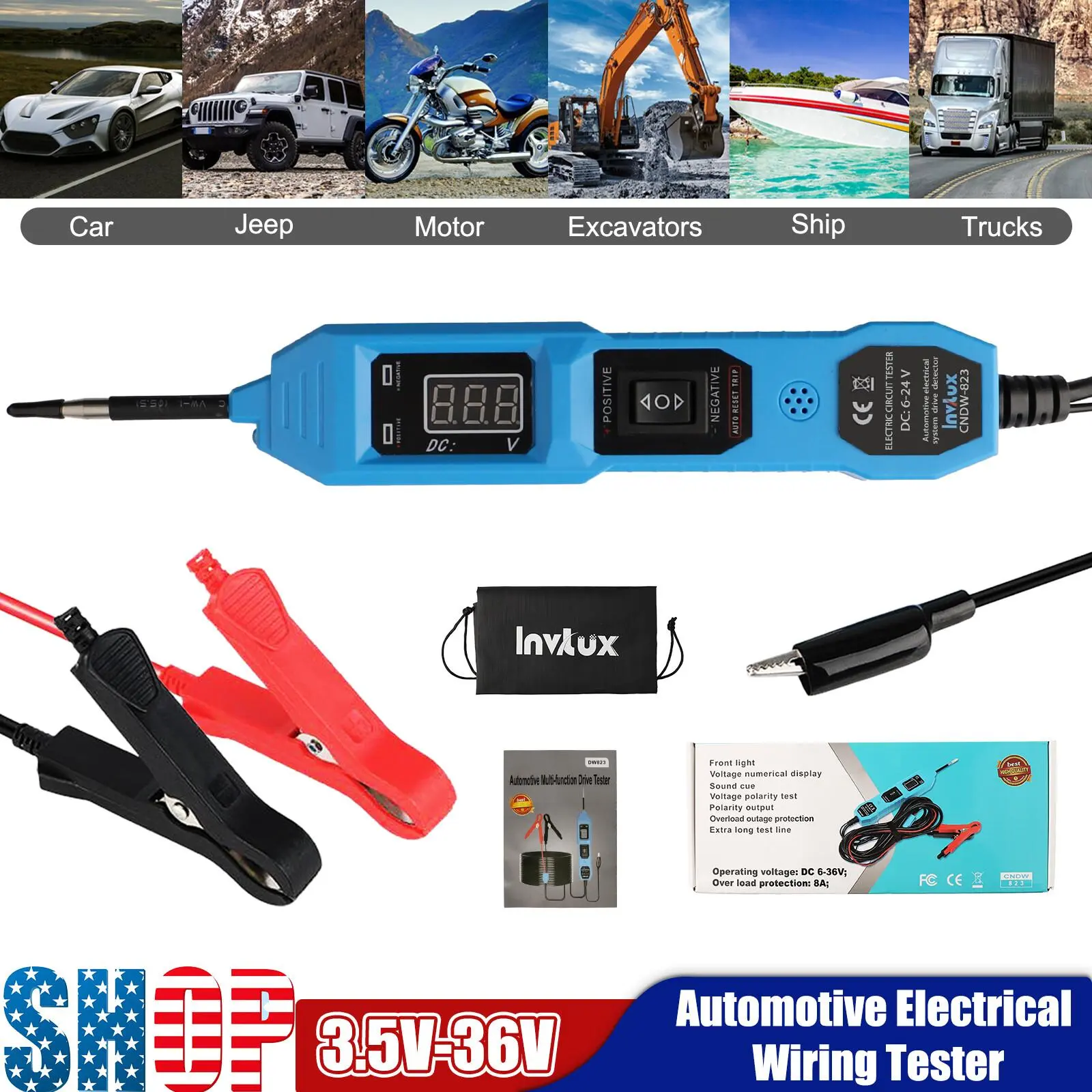 3.5-36V Digital Automotive Car Power Circuit Electrical Tester Probe Test Light