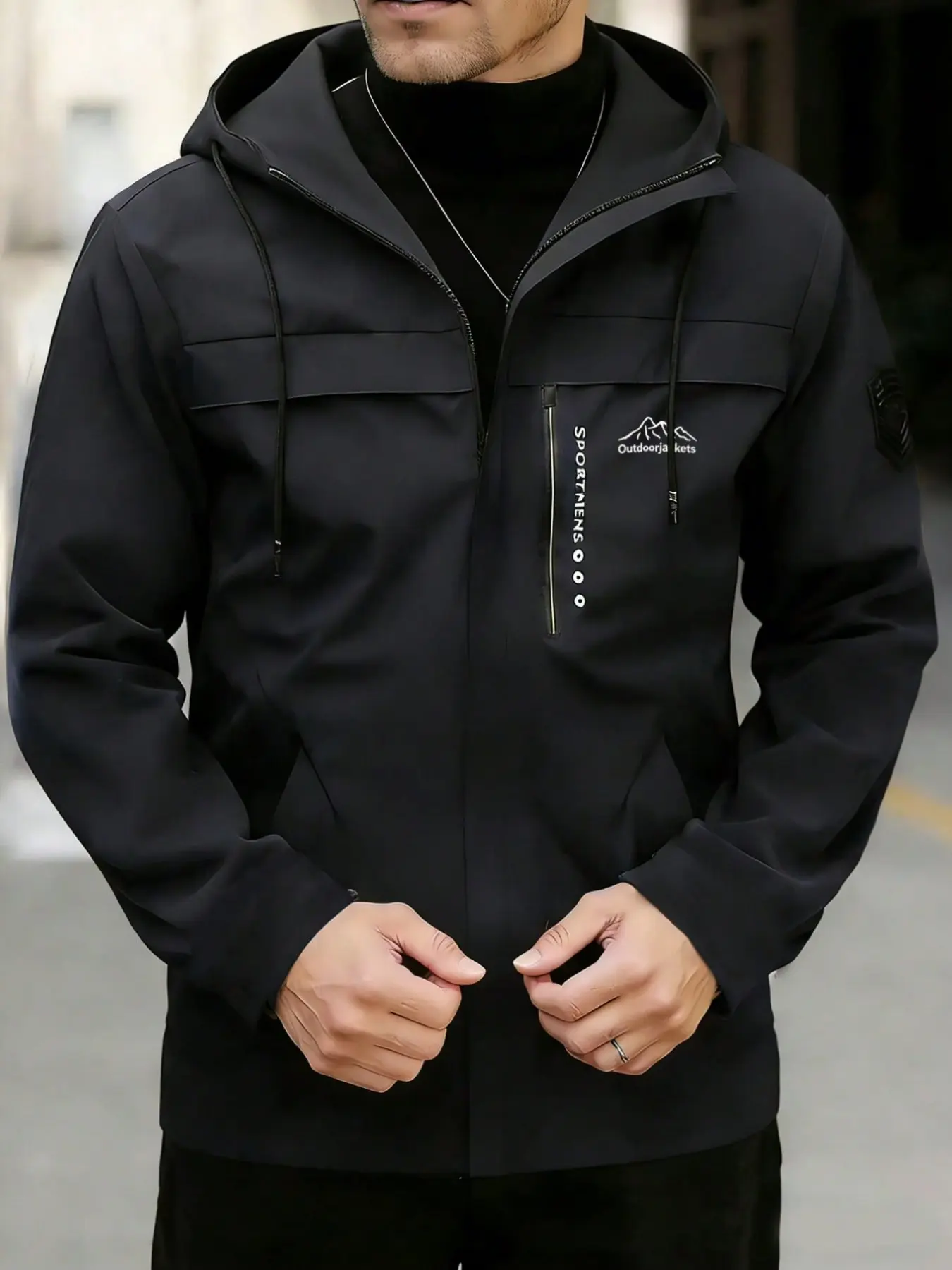 Outdoor Hooded Couple's Mountain Climbing Jacket, Windproof Waterproof Breathable Thick Fabric, Casual Style Fall Winter Hiking Gear, Outdoor Clothing