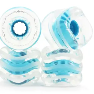 SHARK WHEEL 60MM, 78A CLEAR WITH BLUE HUB CALIFORNIA ROLL