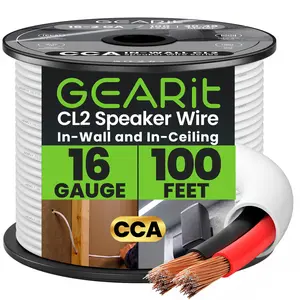16/2 Audio Speaker Wire 16 Gauge CCA - CL2 Rated for In Wall Installation