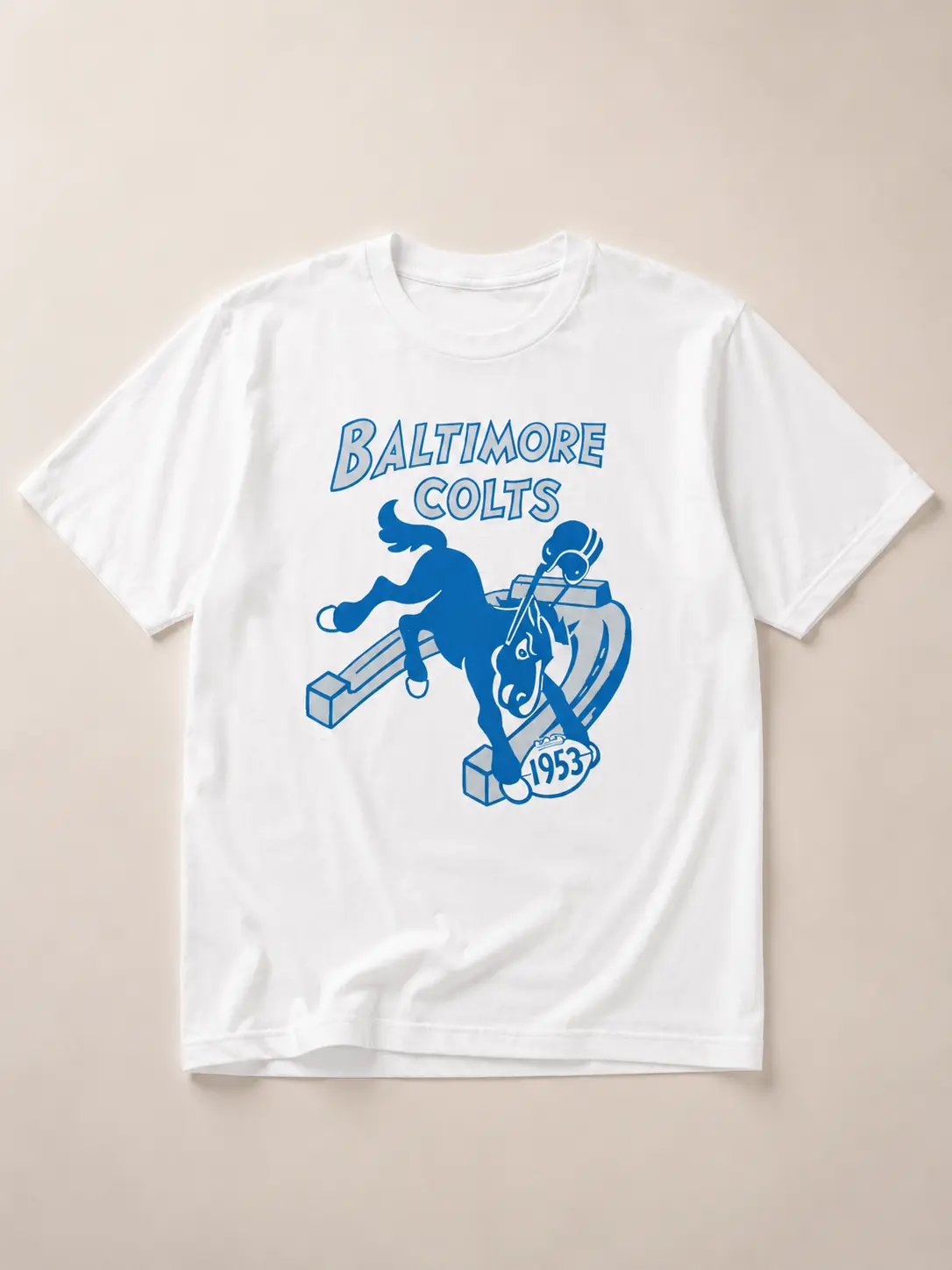 Baltimore Colts 1953 Horse Football T-Shirt, Retro Blue Vintage Sports Graphic Tee, Classic Game Day Shirt, Throwback Gift for Football Fans and Collectors