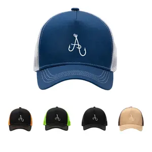 Fish Hook Minimal Art Fishing Trucker Hat,Fishing Hook Curved Bill Mesh Back Baseball cap, for Men Women and Teens Simple Adjustable Hat for Anglers, Outdoor Adventures, and Casual Wear