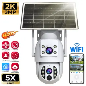 【JOOAN 2K 3MP Wireless Solar Dual Lens Security Camera】Continuous Solar Power, IP66 Waterproof + WiFi, Indoor And Outdoor 360° PTZ Dual Screen, PIR Human Detection, Intelligent Color Night Vision, Two-Way Audio, SD/Cloud Storage, 2.4G WiFi