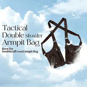 Tactical Double Shoulder Armpit Bag for Men, Multi-Pocket Hidden Strap Wallet Pouch, Adjustable Wear-Resistant Water Resistant Lightweight Breathable Outdoor Crossbody Holster Pack for Daily Casual Camping Hiking Travel,mini gifts for coworkers