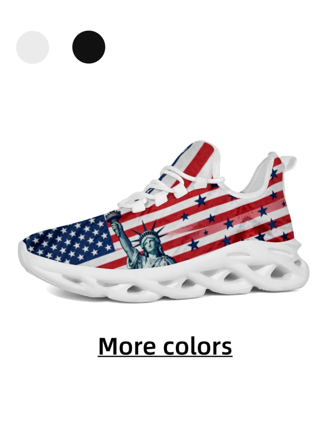 Unisex Statue of Liberty USA Flag Trendy Athletic Casual Sneakers Sports Shoes - Skin-Friendly Mesh, High Elastic Shock-Absorbing & Non-Slip for Daily Commute & Outdoor Wear