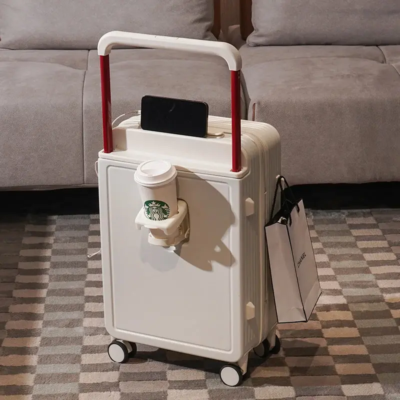 Wide Handle Travel Suitcase with Cup Holder
