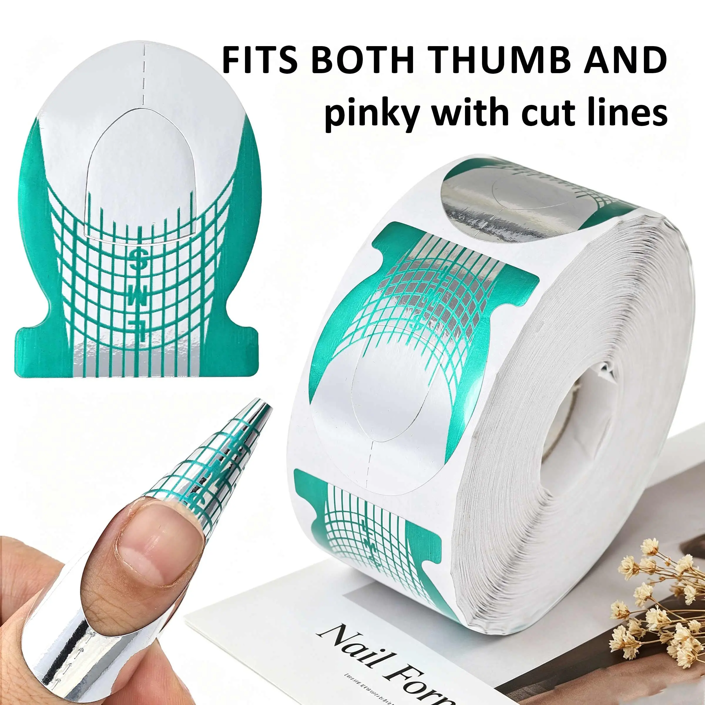 100/500pcs Hypoallergenic Nail Extension Paper Forms for Acrylic Nails, Cuticle Stickers with Adhesive for Nail Art, Salon Quality False Nail Supplies, Nail Art Accessorie, Nail Art Accessories