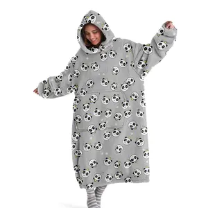 hoodie blanket, Wearable Blanket, Modern Cartoon Panda Hooded Blanket, Wearable Shawl with Large Pocket, Ideal Gift for Women, Christmas & Valentine's Day, Christmas Gift,Valentine's Day gift, Cozy Hooded Blanket