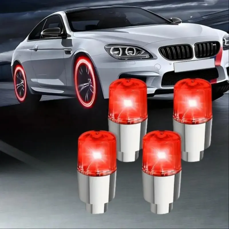 4 Rotating Bicycle Wheel Lights, Easy Installation, Durable PVC Material, Versatile Decorative Valve Caps and Rims for Cars, Motorcycles, Electric Bikes