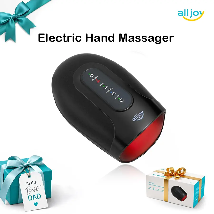 Alljoy Electric Hand Massager with Heat Therapy, Shiatsu Kneading Machine for Arthritis and Carpal Tunnel Relief, Rechargeable Wireless Acupressure Massager, Relaxing Gift, White, Massage Devices, Battery-Powered Handheld Massage Devices