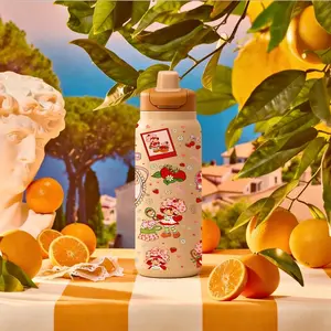 1pc/28oz Stainless Steel Strawberry Girl Tumbler with Straw, Keeps Cold 24H/Hot 12H. Cute Leakproof Travel Mug for School, Gym & Picnic. Sweet Cartoon Gift for Teens, Kids, Students. Portable Insulated Bottle for Daily Use.