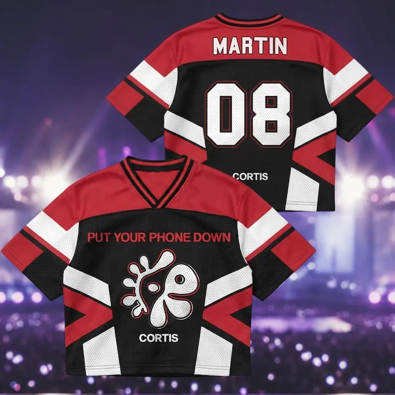 Cortis Put Your Phone Down Tour Mesh Baseball Jersey Casual Streetwear Gift For Concert Lovers, Music Lover Baseball Jersey Crop Top Mesh Shirt Concert Fan Fashion