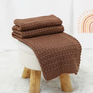 Solid Color Crochet Throw Blanket, 1 Count Soft Comfortable Throw Blanket, Warm Napping Blanket for Home Office Travel, Bedroom Accessories