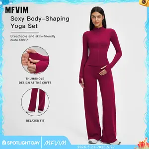 MFVIM Women’s Sports Wear/Fitness Apparel – Fuzzy Yoga Set, Form-Fitting Athletic Set with Crossback Design, Outdoor Running Fitness Set