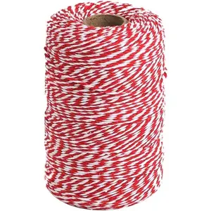 Tenn Well Red and White Twine, 656 Feet 200m Cotton Bakers Twine Ribbon for Baking, Butchers, Crafts, Gift Wrapping, Christmas Holiday Decorations