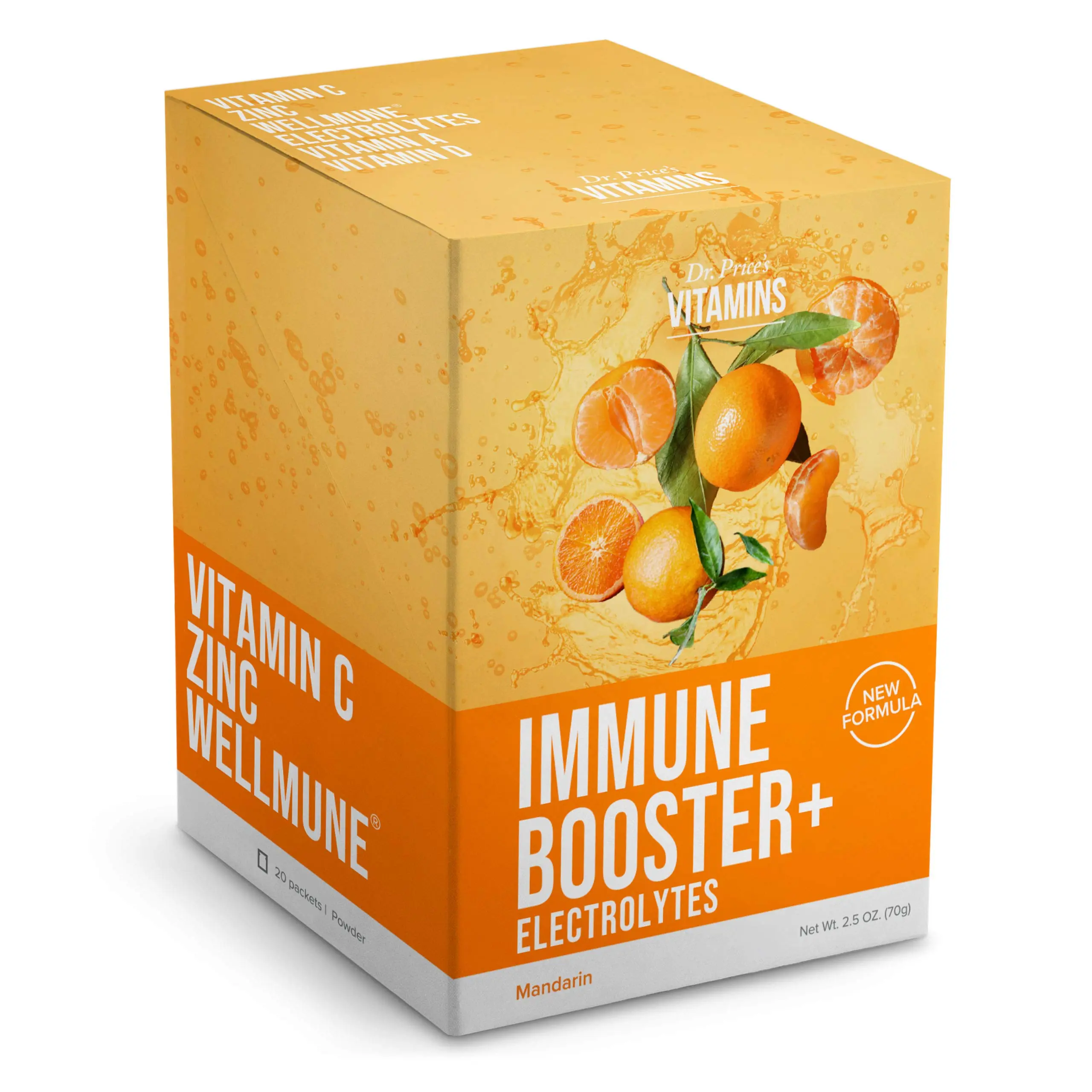 Dr. Price's Vitamins Immune Support Powder Supplement - Immune Boosters for Adults & Kids - 20 Pack - Vitamin C Powder 1000mg, Zinc, No Sugar, Electrolytes Powder, Trace Minerals - Mandarin