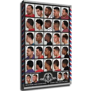 Barbershop Fashionable Man Haircut of A Modern Barbershop Barber Art Poster Vintage Decorative Canvas Wall Posters and Art Picture Print Modern Family Bedroom Decor Posters (24*36inch-Framed) Pack