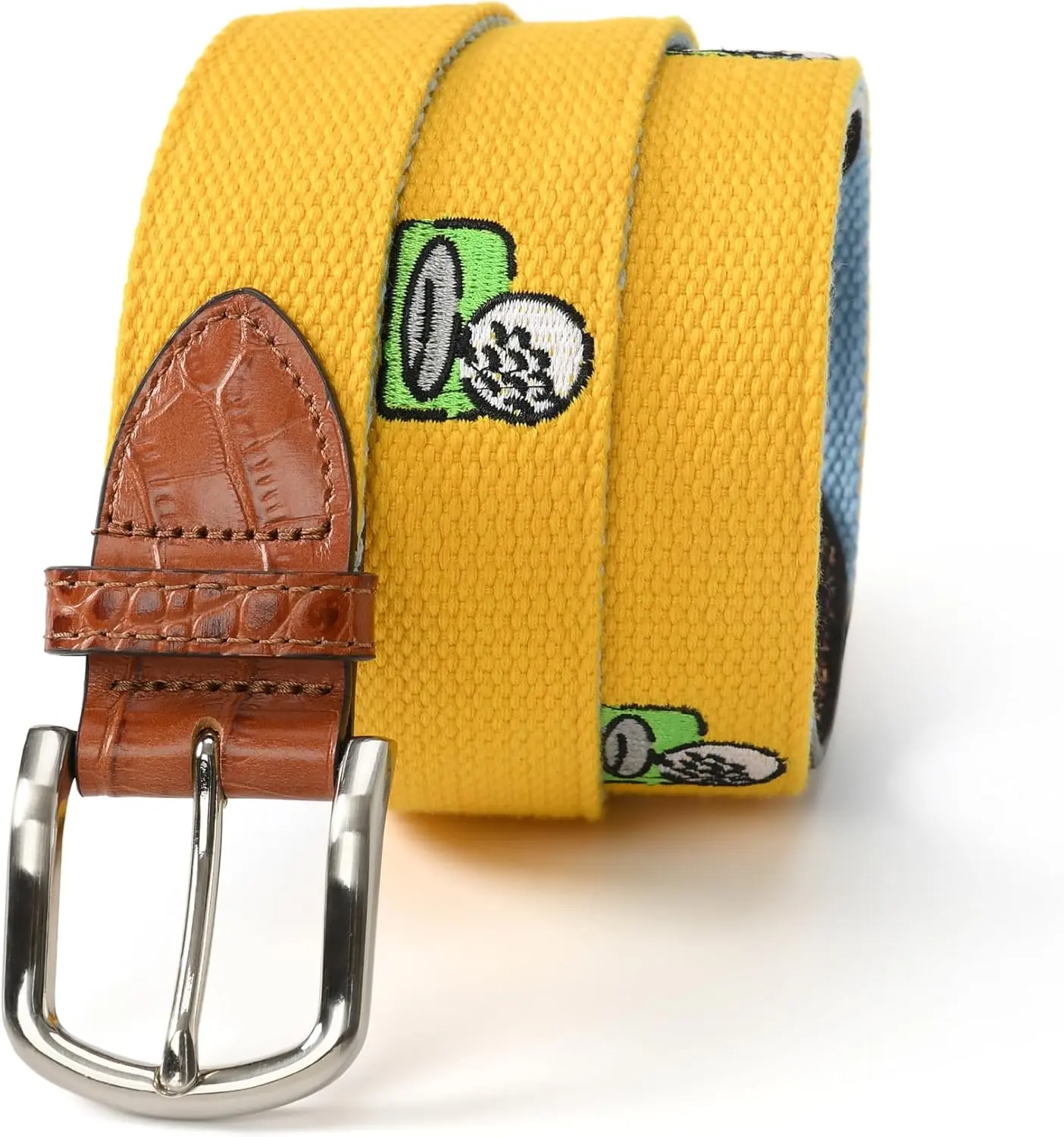 Yellow Belt With Golf Ball Embroidery