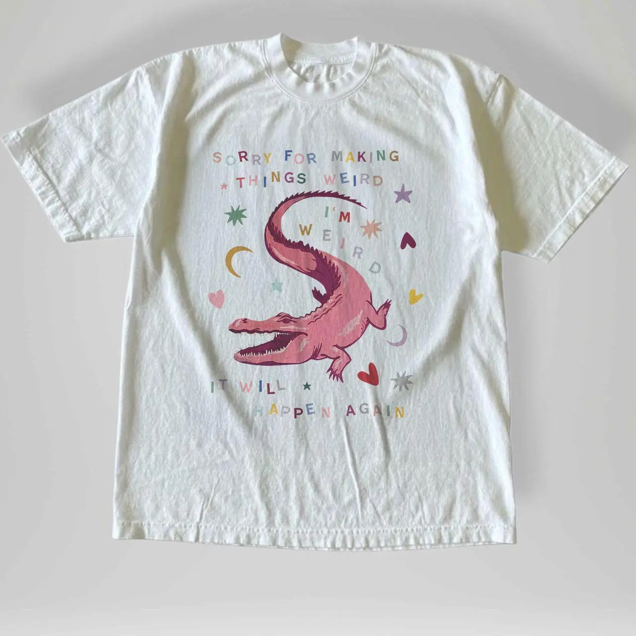 Vintage Style Sorry For Making Things Weird Crocodile Graphic T-Shirt