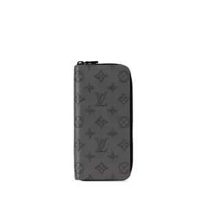 Pre-owned Louis Vuitton Calfskin Small Leather Goods Zippy Wallet Vertical Monogram Shadow Long Wallet
