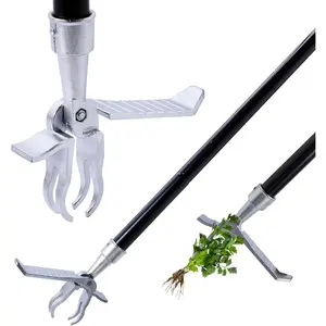 Stand Up Weed Puller Tool 62.59" Long Handle 4-Claw Steel Head Design Weeder Stick Easily Remove Weeds Roots Remover for Garden & Lawn Care