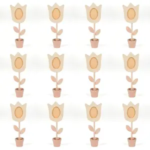DIY Paintable Wood Flower Picture Frames 12 Pack - Wooden Flowers Photo Holders for Spring Crafts, Mother's Day & Kids Art Projects 6.5-7" Craft Kit for Classroom Activities VBS
