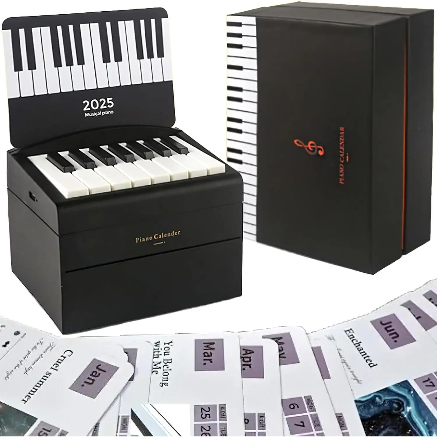 2025 Musical Piano Mini Speaker with 52 Song Clips Calendar, Durable Material Unisex Desktop/Home Display That Adds Artistic Touch, Music Fans’ Practice Tool, Room Decor Party Gift