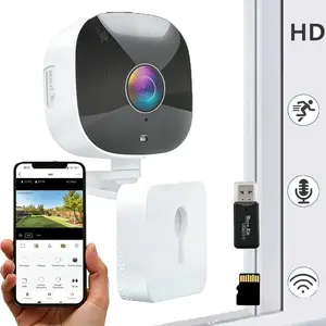 Window Camera Dual Band 2.4G&5G WiFi Indoor Security Camera 3MP 2K Full Color Night Vision Motion Detection Recording Two-Way Audio 24/7 Continuous Recording No-Drill Installation for Home Shop Office Aquarium Monitoring Support TF Card Cloud Storage Mult
