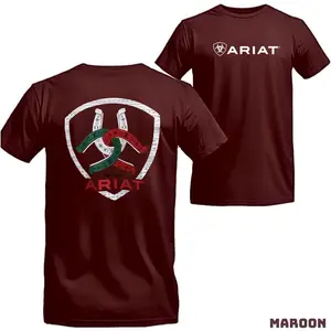 Ariat T-shirt With Shield Logo And Tools Print, Bold Design, Suitable For Men And Women, Breathable Fabric, Ideal For Outdoor Activities Crewneck