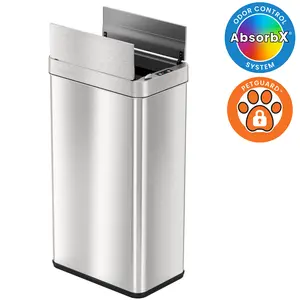 18 Gallon Wings Lid Sensor Trash Can Stainless Steel with Odor Filter