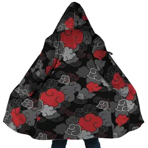 Akatsuki Black Cloak Coat, Naruto Anime Men's Women's Hooded Coat, Fleece Jackets Coats, Gift For Men And Women