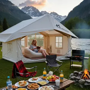 Inflatable Tents for Camping, Large Inflatable Camping Tent with Hand Pump, Easy Setup Tents for 4-6 People, Portable Glamping Tent Luxury Waterproof