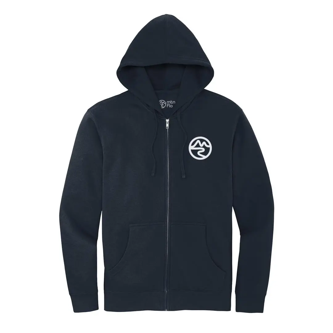 Mountain & River Outdoor Zip-Up Hoodie Sweater | Navy | Ring-Spun Cotton Blend | Mtn Flo