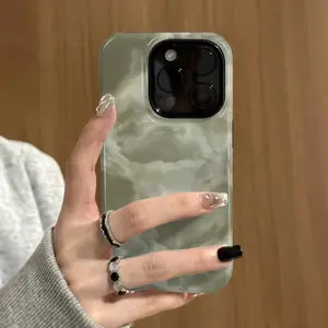 1pc Green Gradient Pattern Mobile Phone Case, Compatible with Iphone 16Pro Max 15Pro 14Plus 13 12Pro 11