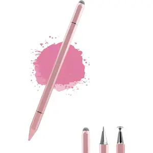 3 in 1 Universal Stylus Pen for Touchscreen,High Sensitivity & Precision Capacitive Stylus Pen for iPad Suitable for All Touch Screens of /iPad/Android/ Galaxy/Tablets-Pink