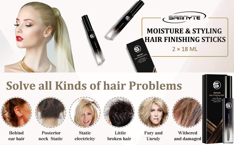 Hair Finishing Stick, 2 Pack × 0.7 Fl.Oz Hair Mascara for Flyaway, Fly Away Hair Tamer, Hair Flyaway Stick, Hair Gel Stick,  Haircare Not-greasy