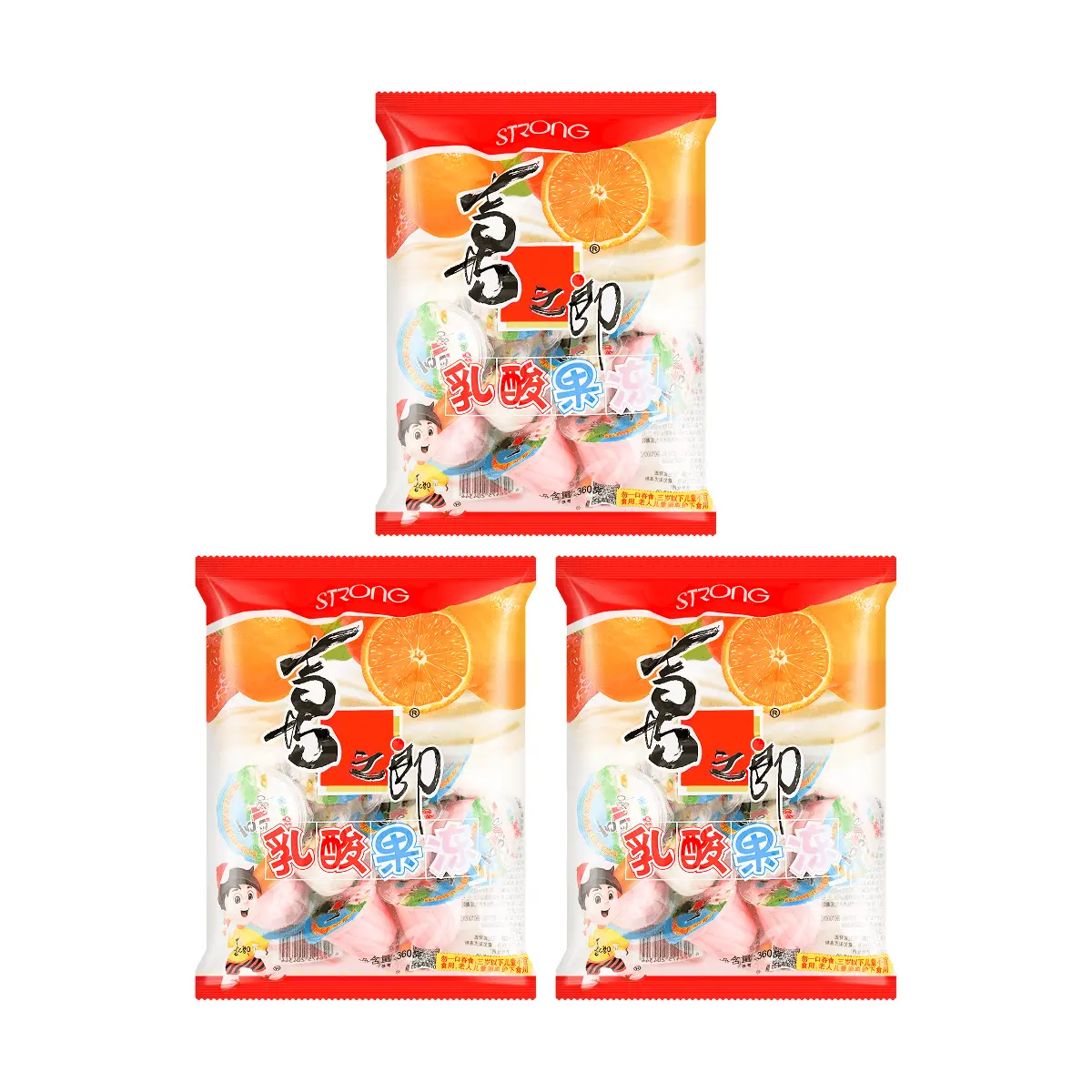STRONGFOOD Jelly Drink - Lactic Acid Flavor, 360g x 3 Pack - Refreshing & Delicious Snack
