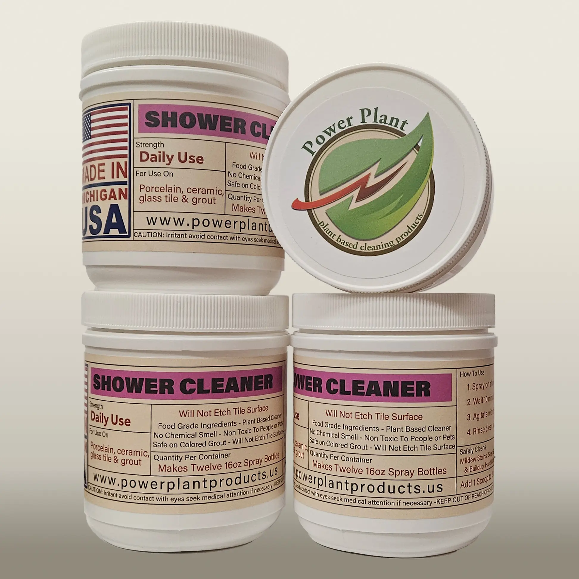 Power Plant Products Grout Cleaner (Heavy Duty) - Non-Aerosol, 16oz Jar, Cleans Mildew Stains, Soap Scum, and Hard Water Stains, Non-Toxic, Food Grade Ingredients