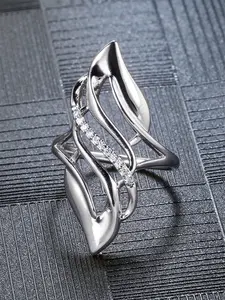 1 PC Elegant Cubic Zirconia Heart Cluster Ring For Women For Wedding Engagement Anniversary Party Band Jewelry Valentine's Day Gift