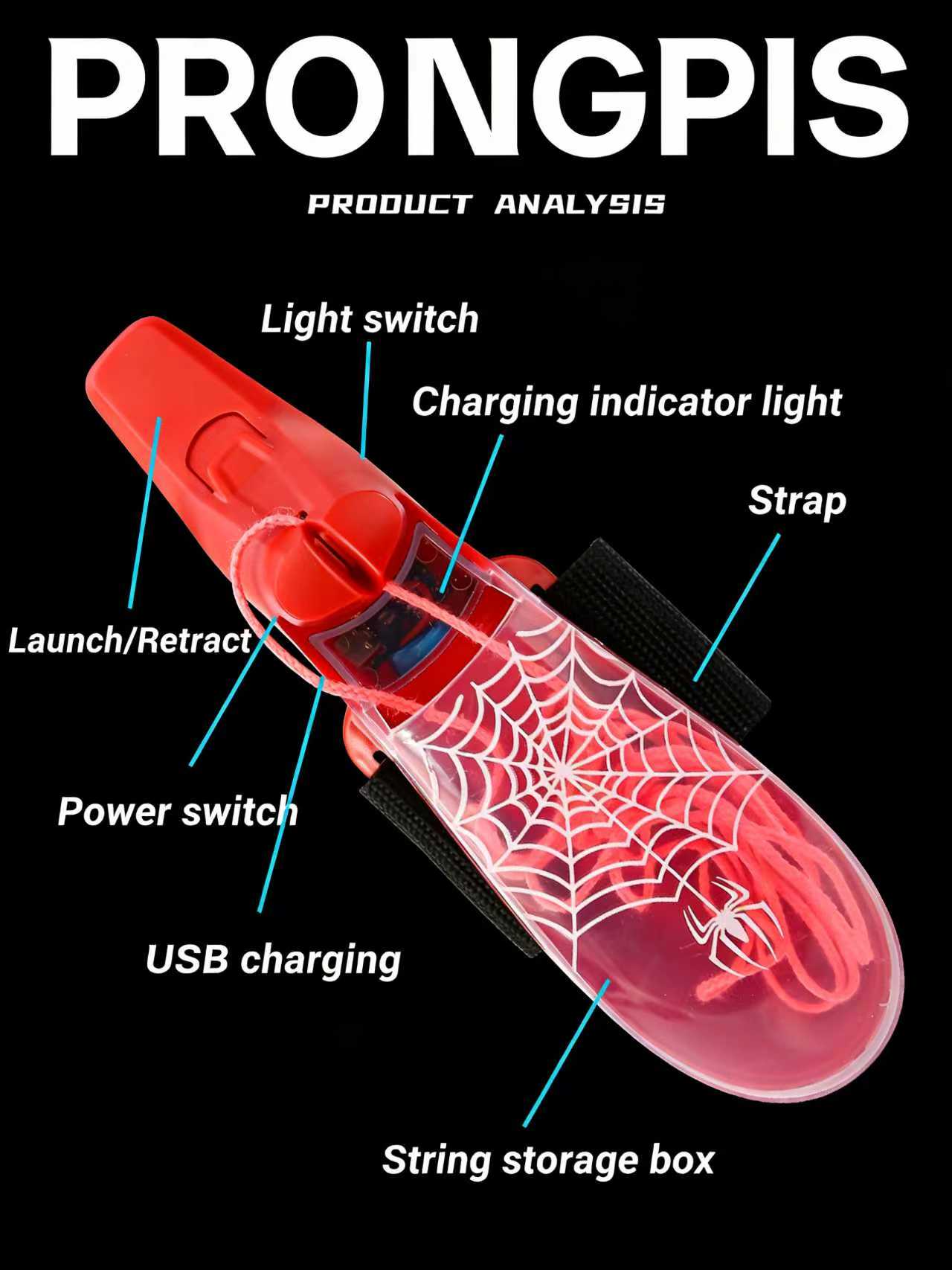 Brand New 2026 USB-C Rechargeable StringLaunching Webshooter Glows-In-the-DarkPerfect Holiday Gift for Kids Boys GirlsChristmas New Year Birthday