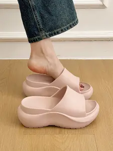 Women's Thick Sole Sandals, Warm Home Shoes, Comfortable Lightweight Design, European & American Style Trendy Footwear