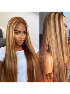 Highlight Ombre Wigs Human Hair Pre Plucked 180% Density 5x5 HD Lace Closure Wigs Human Hair P4/27 Colored Honey Blonde Straight Lace Closure Wigs Human Hair for Women Glueless Hairline Wig